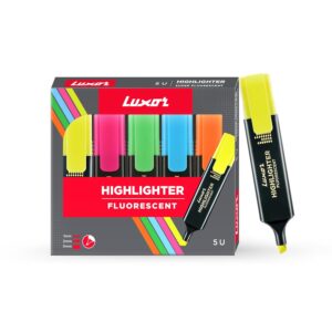 Luxor Highlighter Fluorescent  Assorted  Set of 5